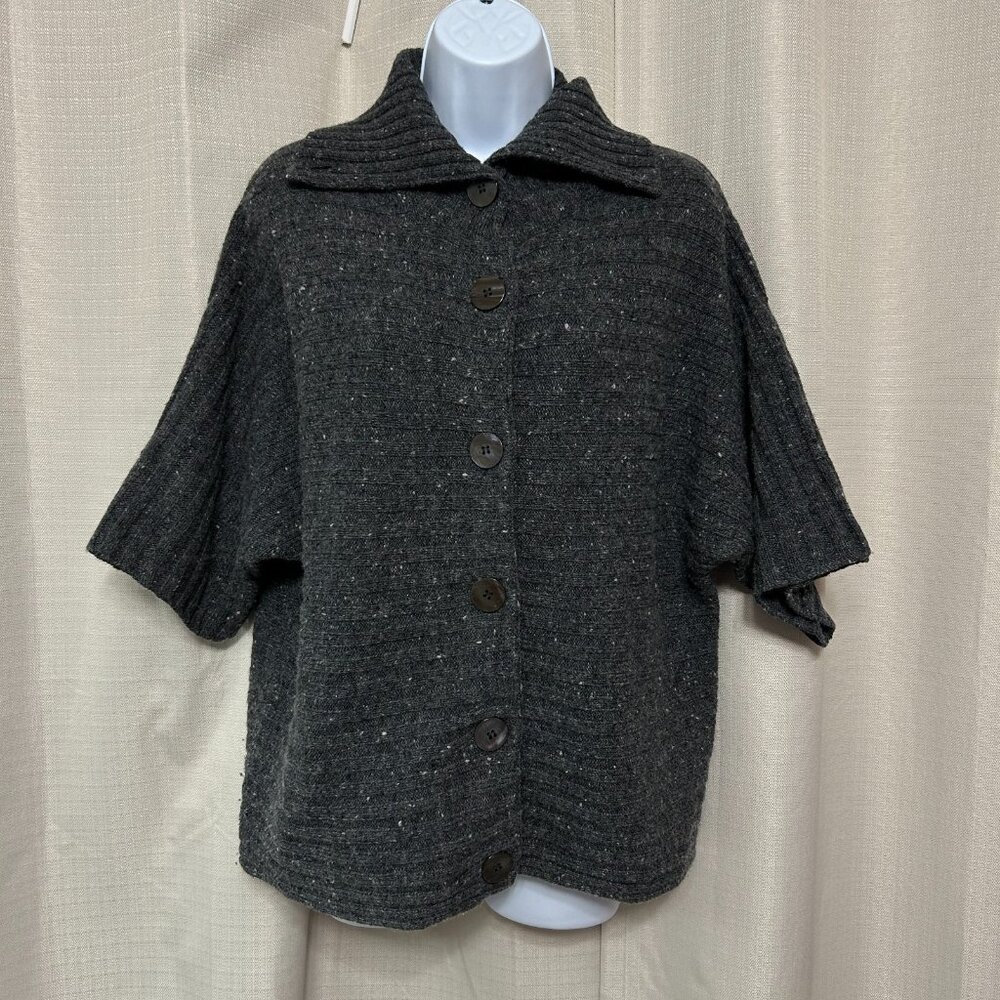 Ireland's Eye Wool Cashmere Button Cardigan Sweater Women's Size Medium Gray
